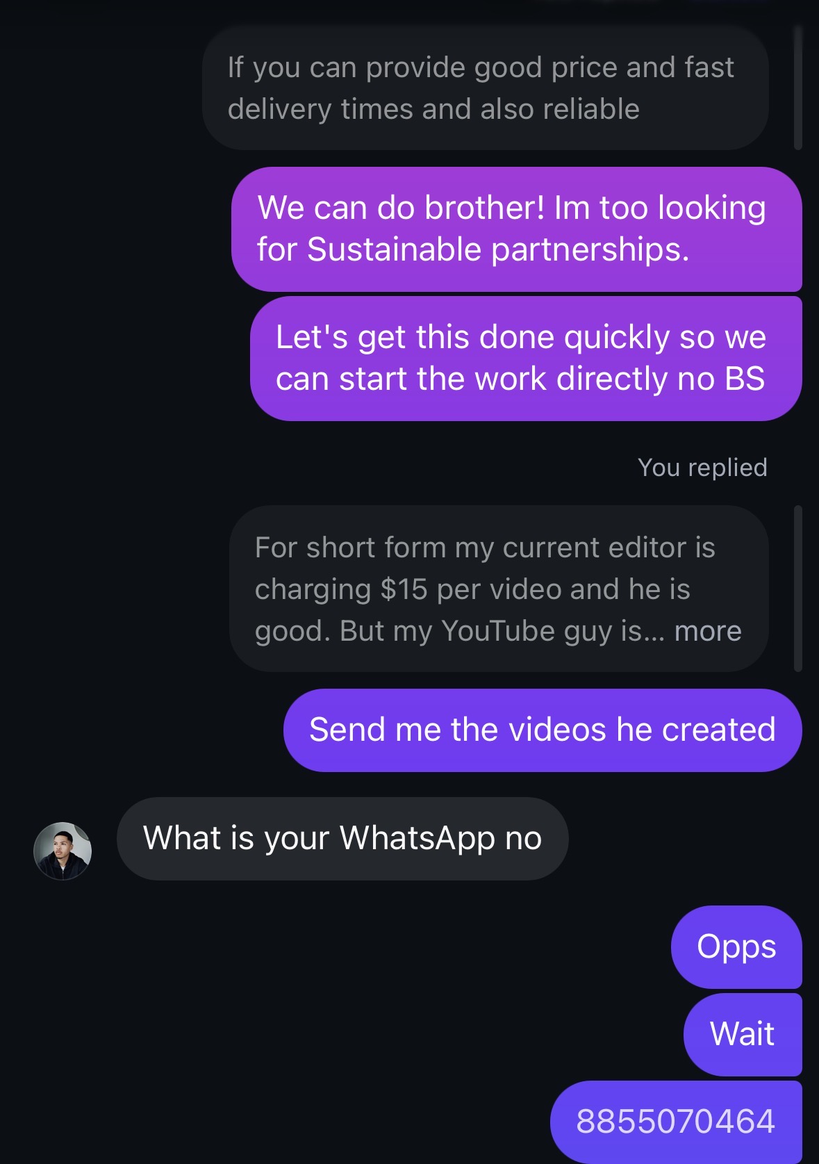 Real cold outreach or payment screenshot