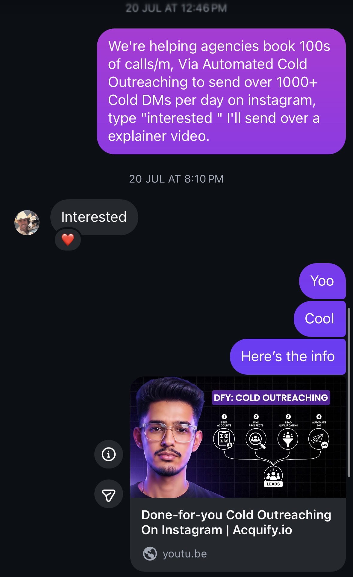 Real cold outreach or payment screenshot