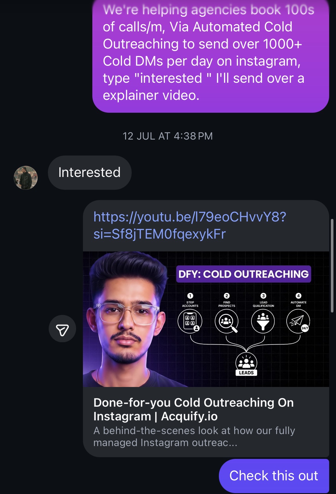Real cold outreach or payment screenshot