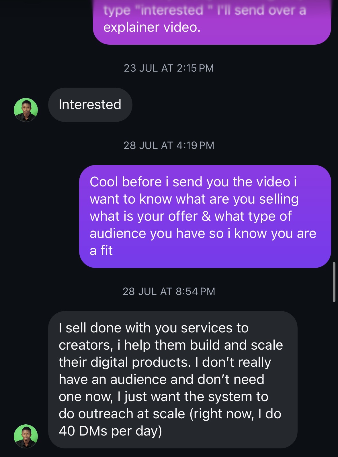 Real cold outreach or payment screenshot