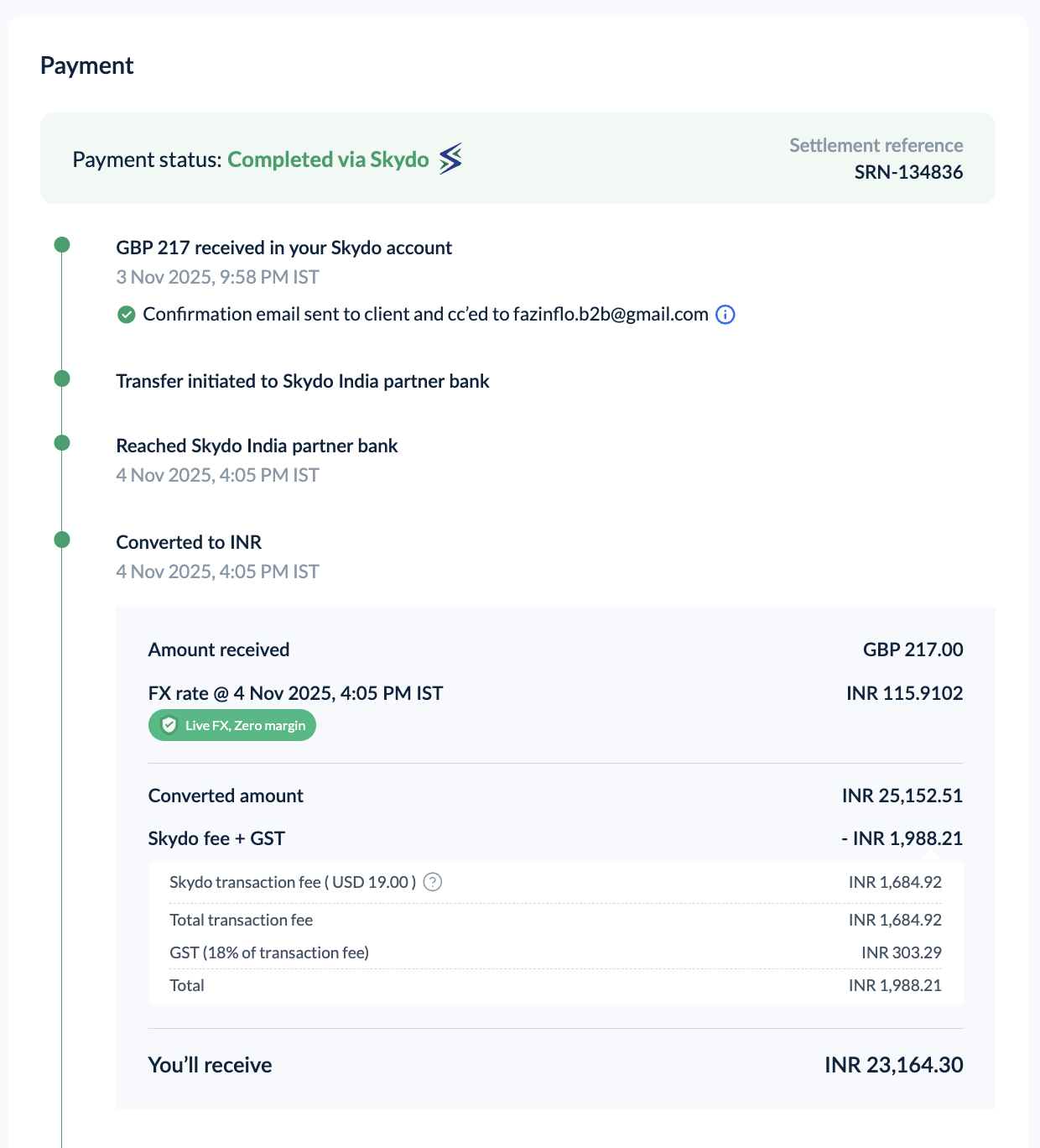 Real cold outreach or payment screenshot