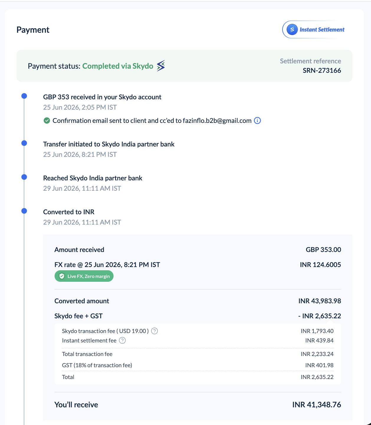 Real cold outreach or payment screenshot
